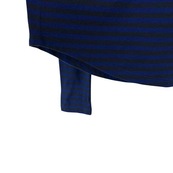 Vince Variegated Striped Long Sleeve Shirt Blue Black Pima Modal Semi Sheer Lrg - Picture 4 of 10